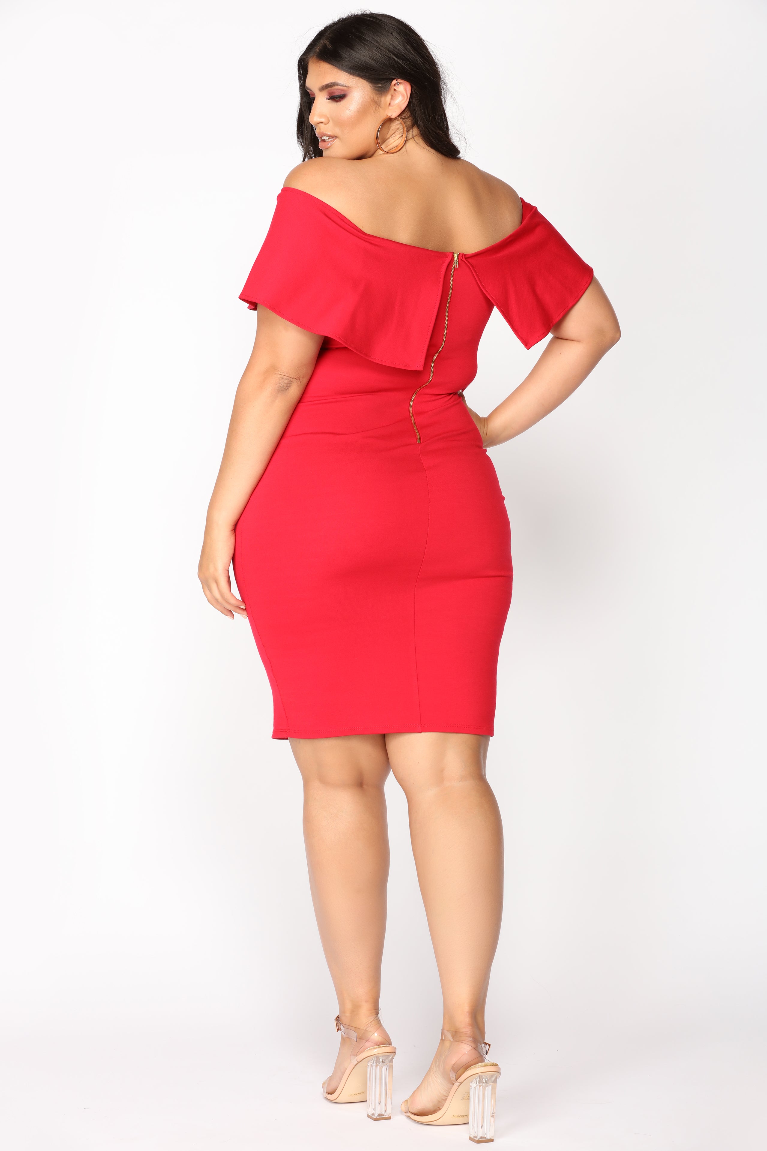 Lyla Off Shoulder Dress - Red - Image 6
