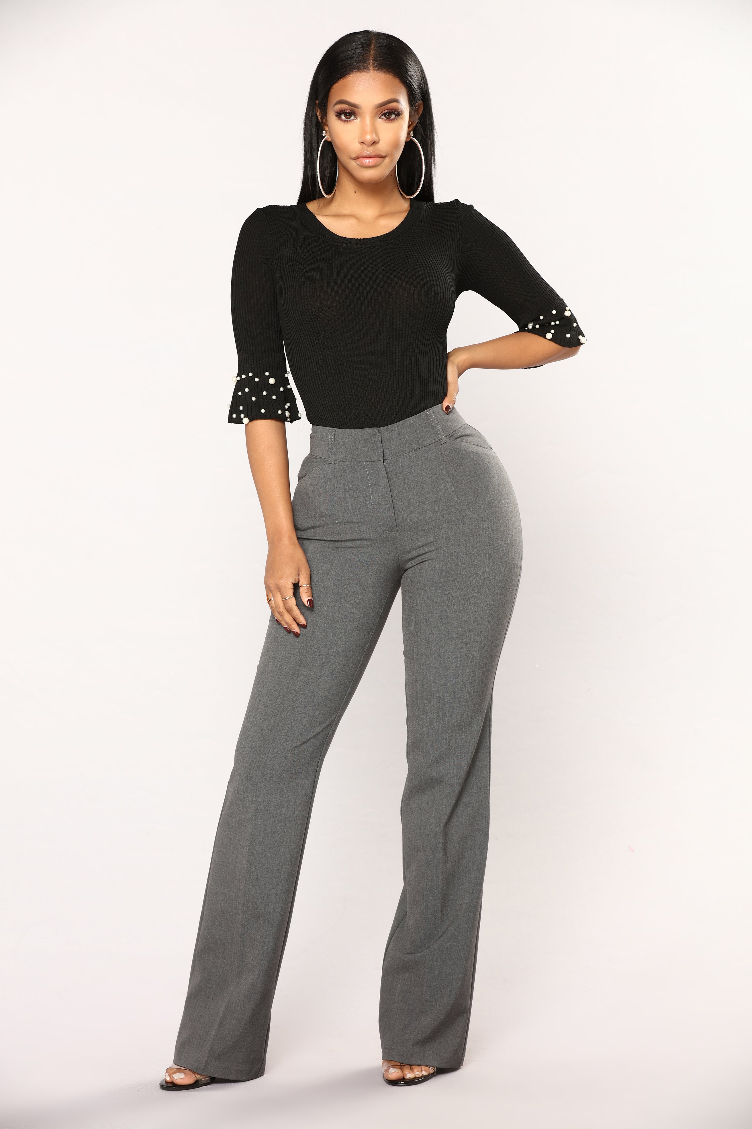 Tasha Dressy High Rise Pants - Charcoal - Image 4