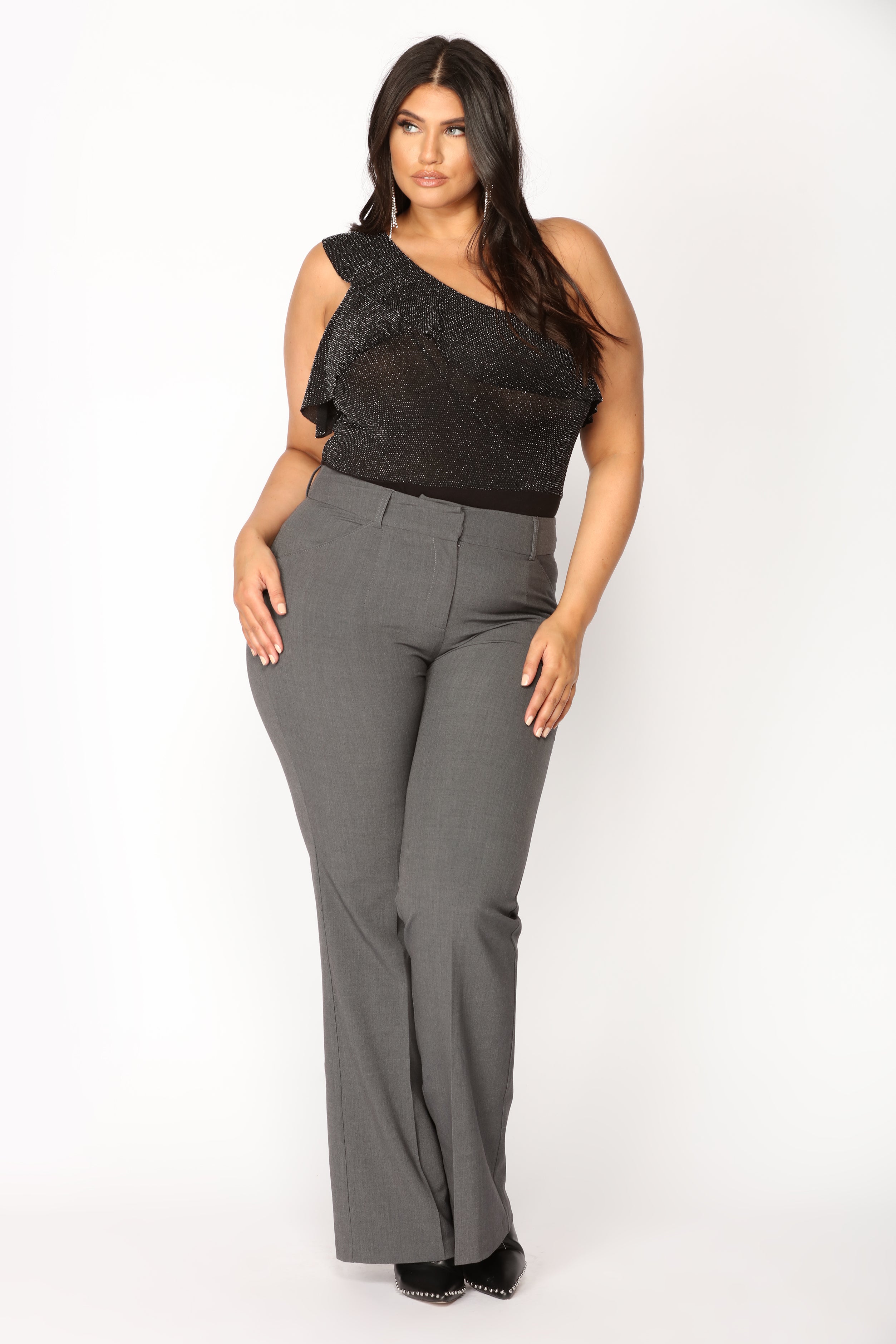 Tasha Dressy High Rise Pants - Charcoal - Image 6