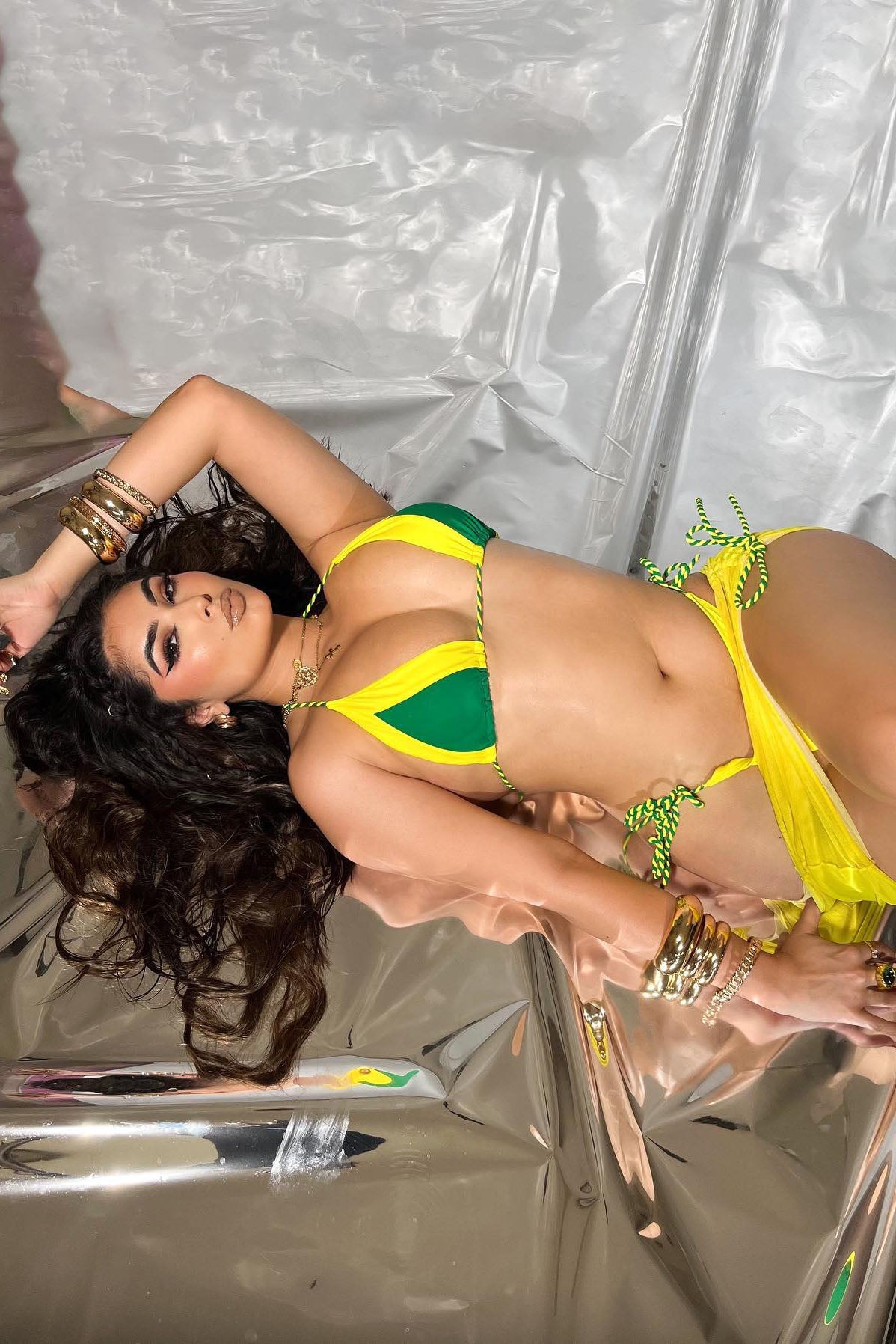 Gisele 3 Piece Bikini Set - Yellow/combo - Image 4