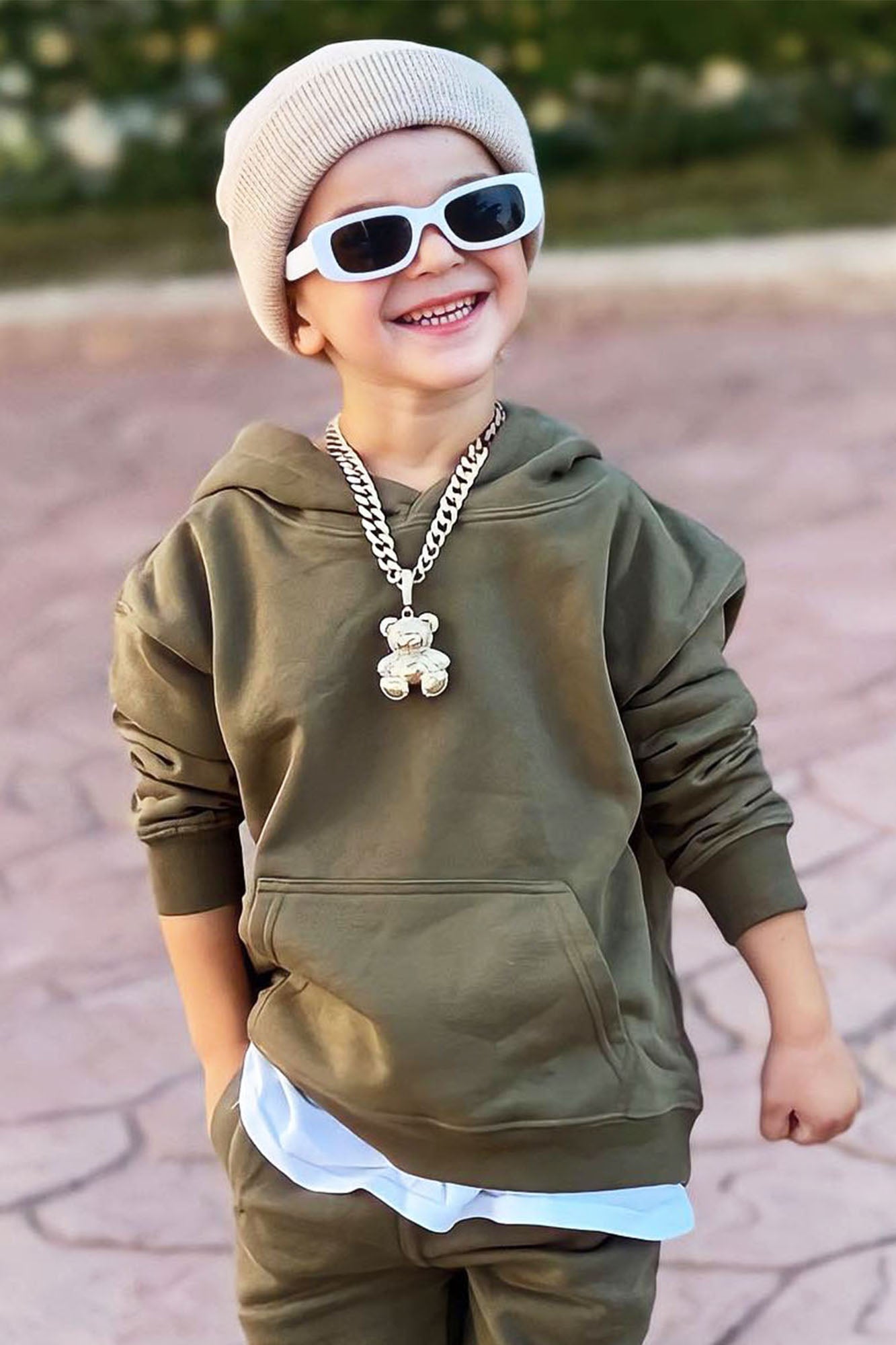 Mini Stole Your Toys Oversized Hoodie - Olive - Image 3