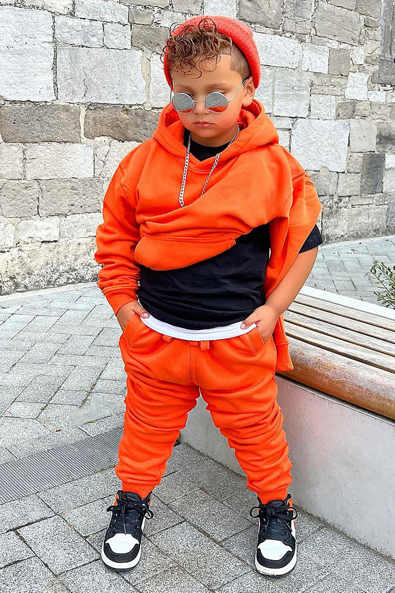 Mini Stole Your Toys Oversized Jogger - Orange - Image 3