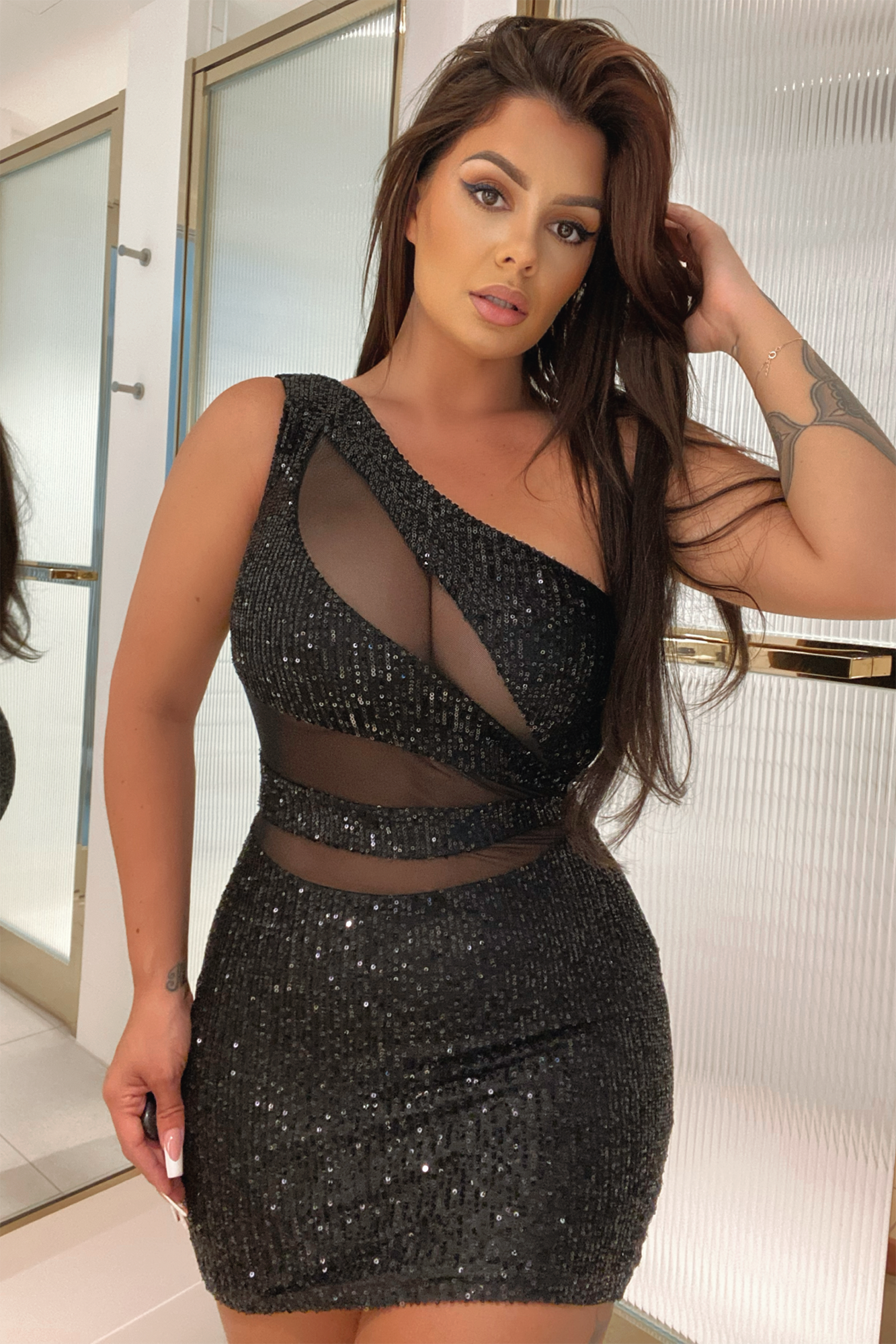 Party Seeker Sequin Mini Dress - Black - Image 3