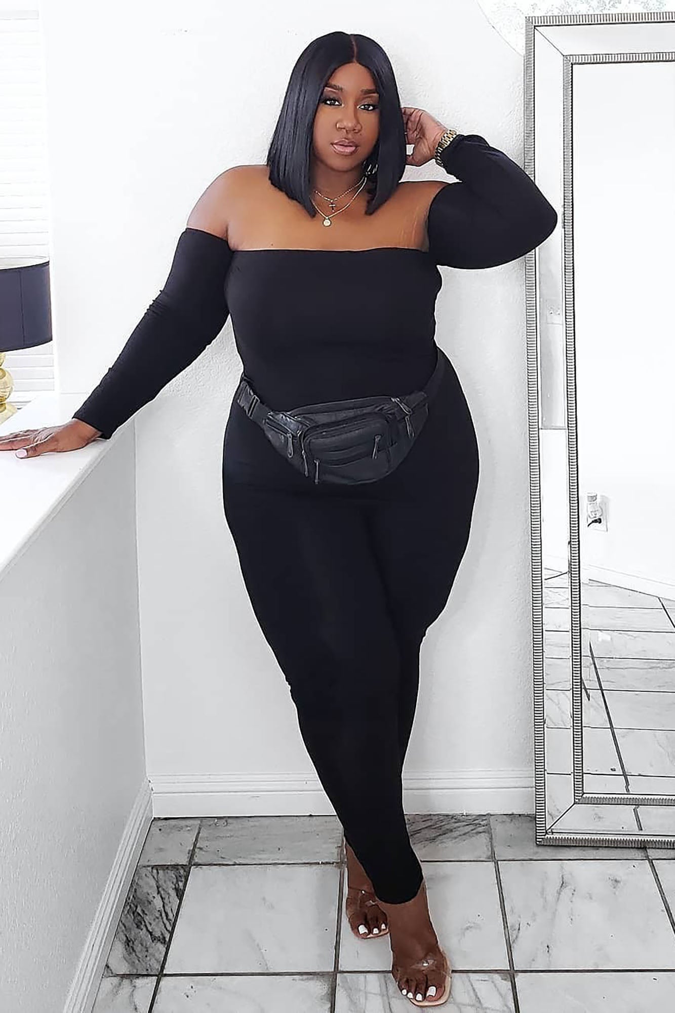 Soothe Off Shoulder Jumpsuit - Black - Image 9