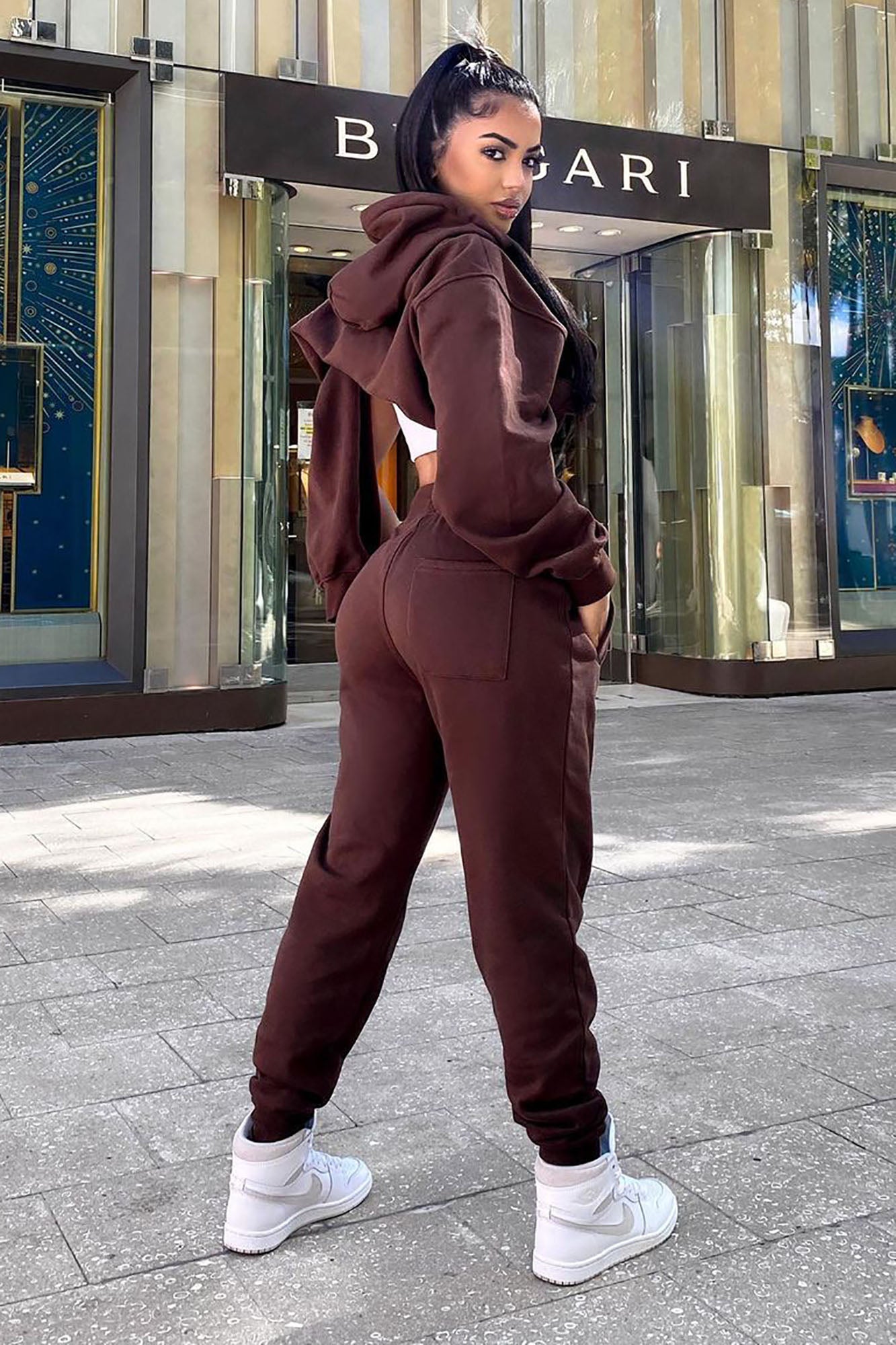 Stole Your Boyfriend's Oversized Jogger - Chocolate - Image 4