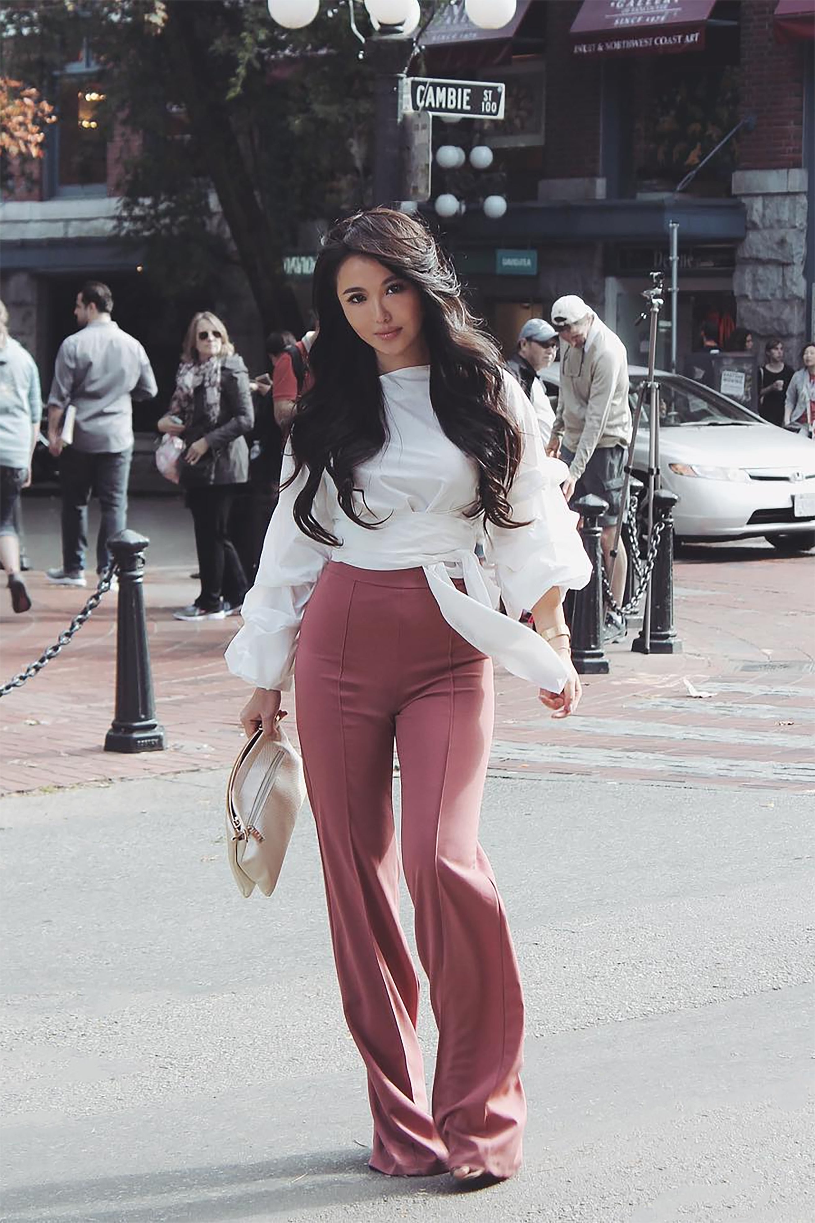 Victoria High Waisted Dress Pants - Mauve - Image 3