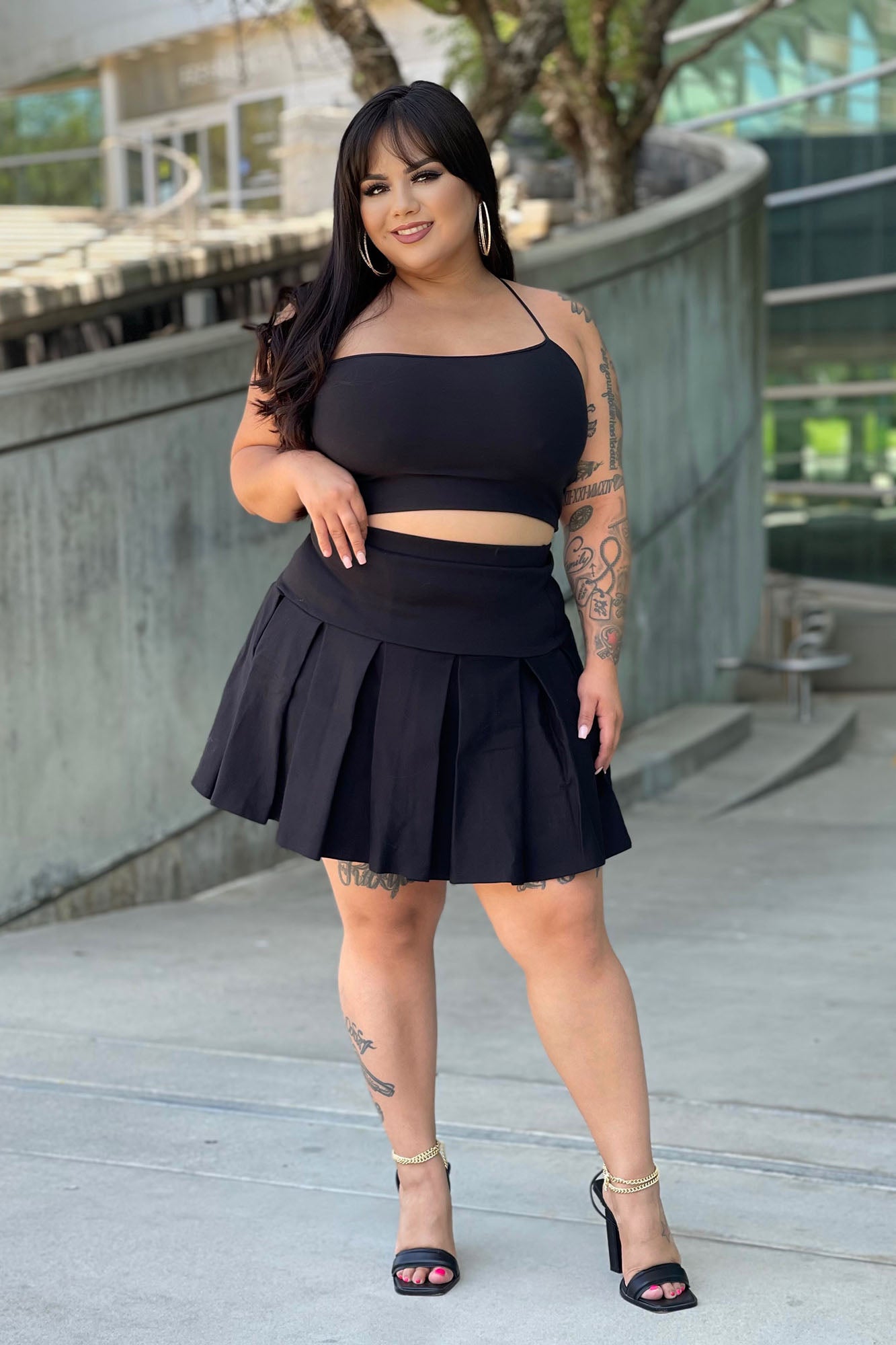 When Good Meets Bad Pleated Mini Skort - Black - Image 5